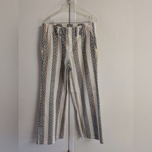 Anthropologie Striped Straight Leg Pants - Black, White, Gold